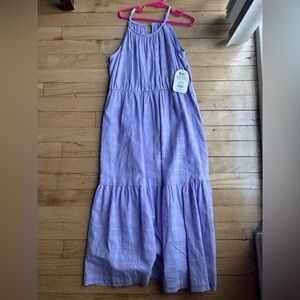 Light weight purple long girls summer dress
